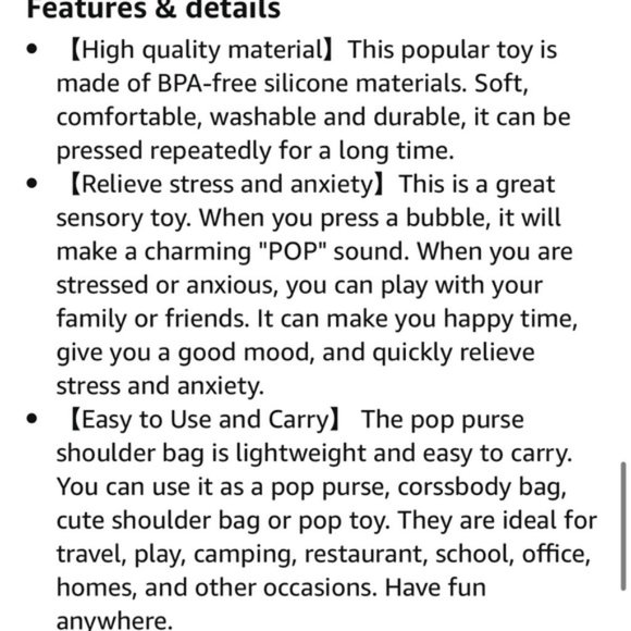 Trendy Rainbow Milkshake Bubble Boba Tea Pop It Crossbody Sensory Purse Bag - Picture 7 of 7